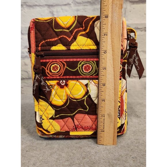 Vera Bradley Mini Hipster Crossbody Bag Handbag and Wallet Floral Brown Yellow - Picture 4 of 15